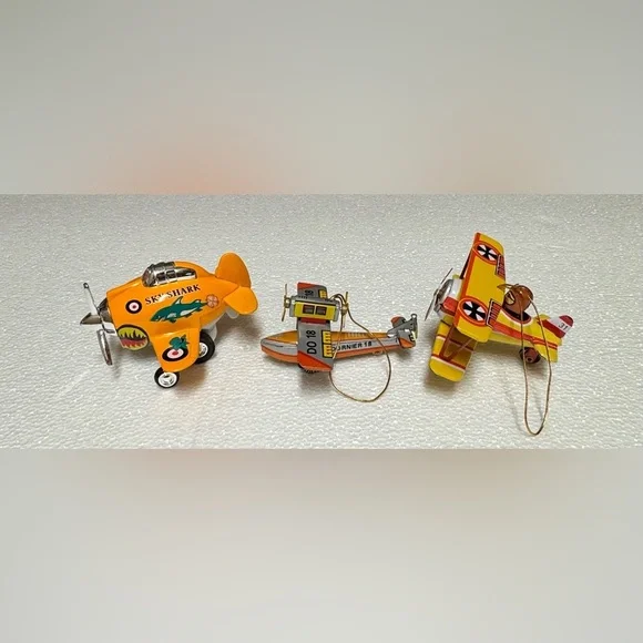 Vintage Style Toy Airplane Set - Orange and Yellow